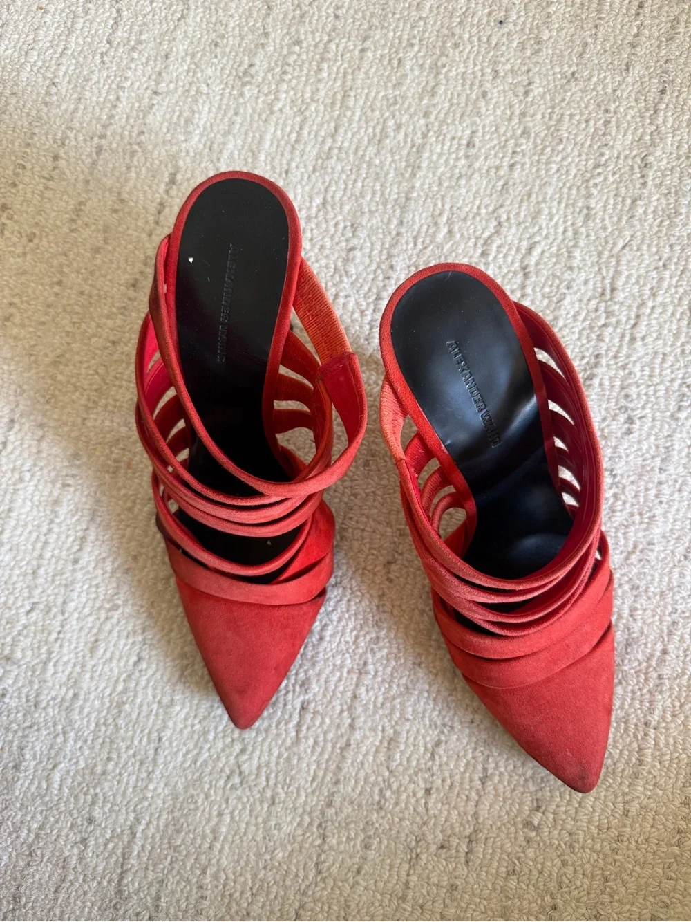 Alexander Wang Red Suede Strappy Pointed-Toe High Heels